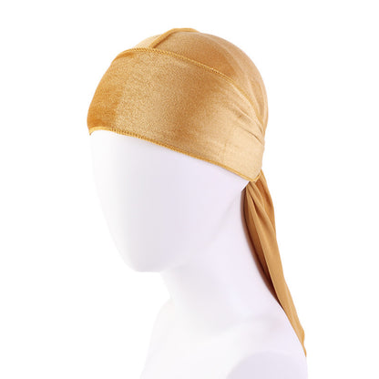 European and American fashion Korean velvet long tail pirate hat strap turban hat hip hop Cape velvet durags