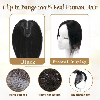 Hair Toppers for Women Real Human Hair Bangs Hair Clip French Fake Clip in Bangs Hair Pieces