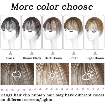 Clip in Bangs 100% Human Hair Toppers 360°3D Hair Pieces Clip On Air Bangs Extensions
