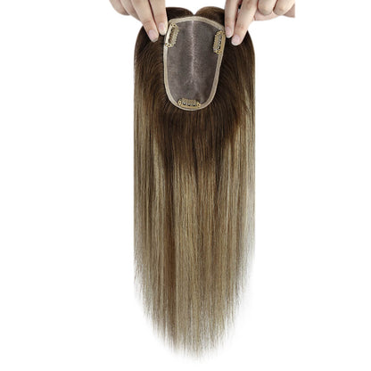 3*5inch Mono Hair Topper Remy Human Hair Balayage Brown Wigs Hair Piece