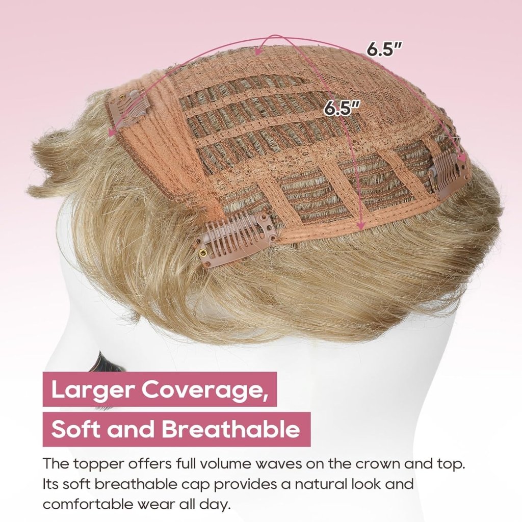 Short Wiglet Hair Topper for Women with Thinning Hair Large Coverage Synthetic Top Grey