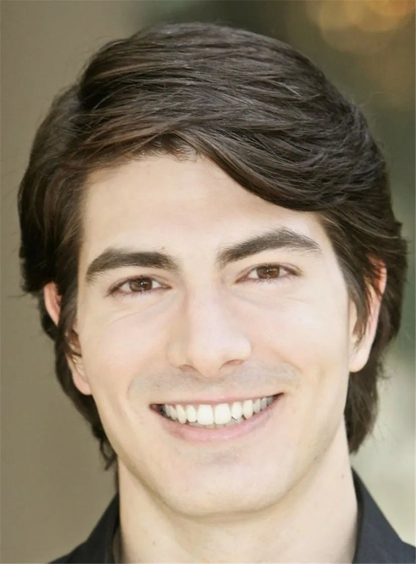 Natural Permanent Short Straight Lace Front Synthetic Hair Men Wig 8 Inches