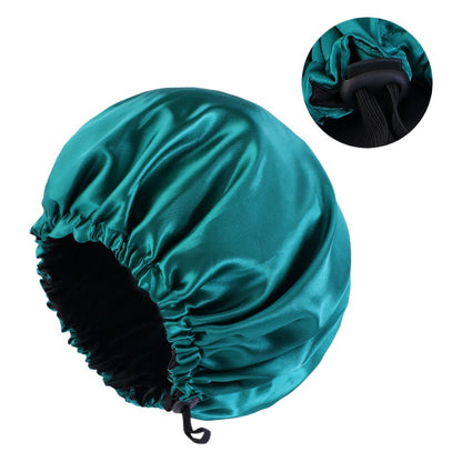 Factory direct satin nightcap double adjustable large round cap soft satin ladies hair care cap