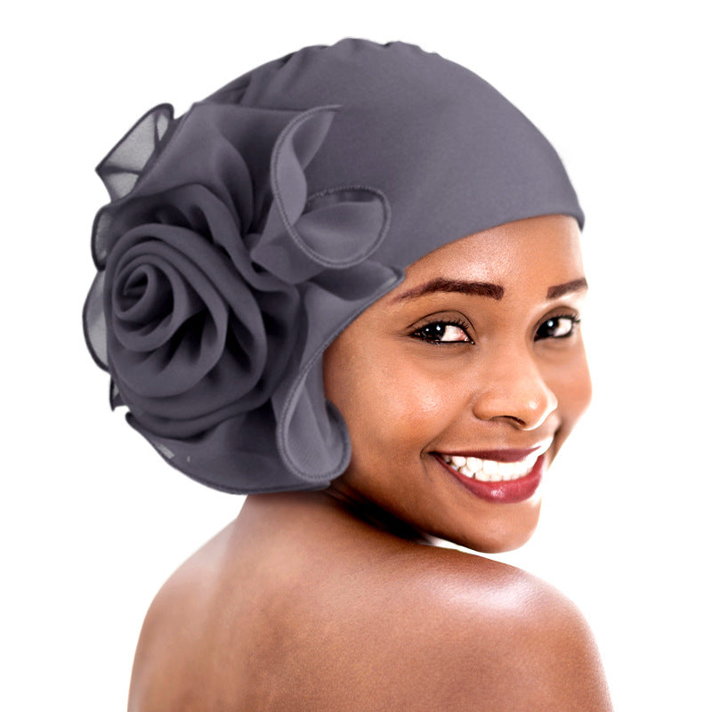 Large Floral Double-Layer Headscarf Hat, Hair Protection and Anti-Hair Loss Cap Tjm-295