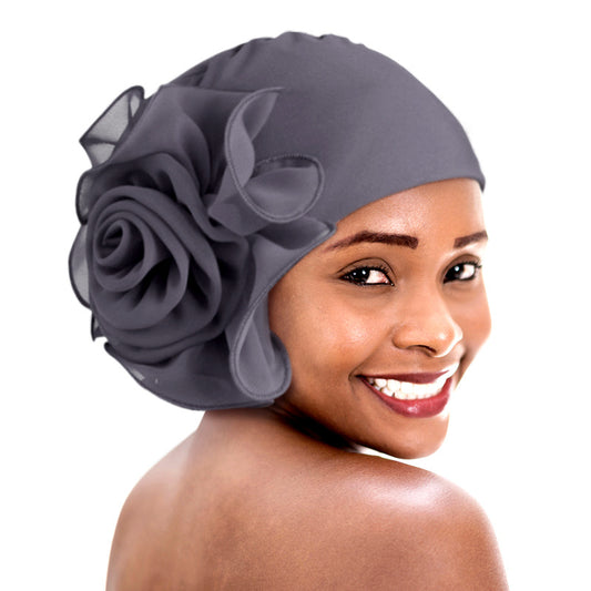Large Floral Double-Layer Headscarf Hat, Hair Protection and Anti-Hair Loss Cap Tjm-295