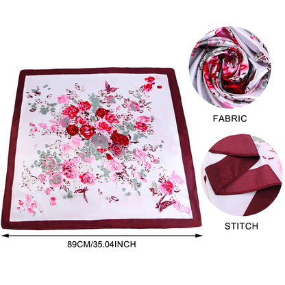 Amazon Women's Satin Square Scarf Imitation Silk Printed Head Scarf Silk Scarf Turban Hat Jdwj-28A