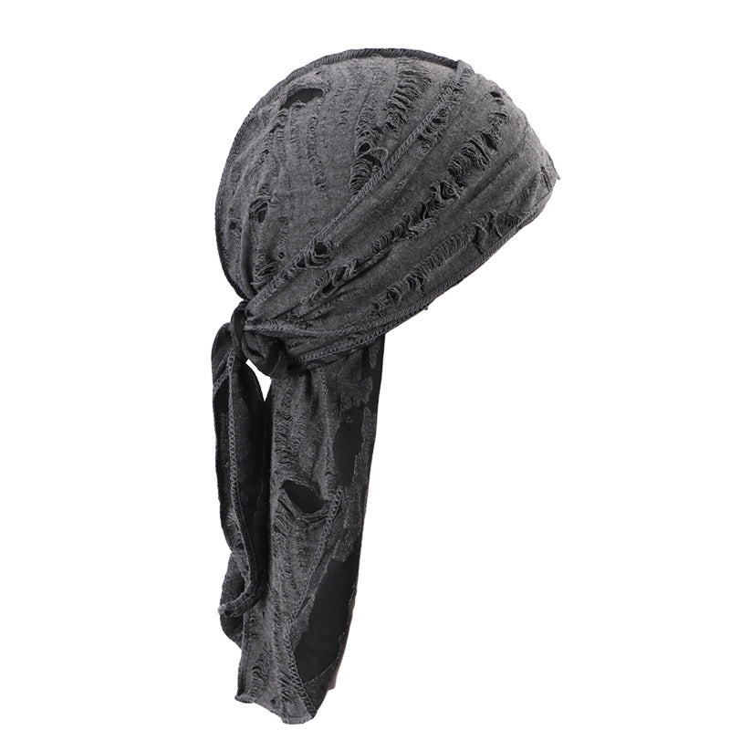 European and American Popular Vintage Ripped Cotton Ribbon Pirate Hat Men's Tape Turban Hat Turban JDT-05-6