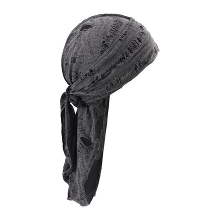 European and American Popular Vintage Ripped Cotton Ribbon Pirate Hat Men's Tape Turban Hat Turban JDT-05-6