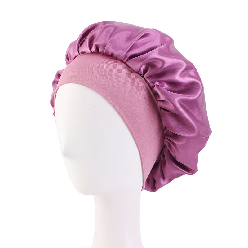 Satin Nightcap Wide-brimmed Hair Band Round Hat Tape Hat Beauty Salon Home Hat TJM-301