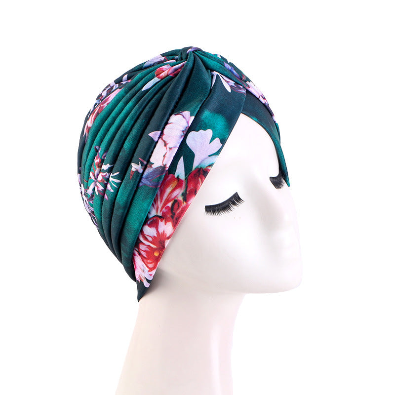 Tie-Dyed Pleated Turban Hat, Indian Hat, Base Hat, Head Wrap Hat Tjm-45