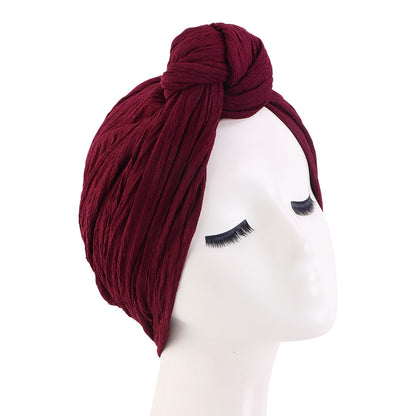 European and American popular knotted headscarf cap ethnic style toe cap headscarf pleated Indian hat JDT-421A