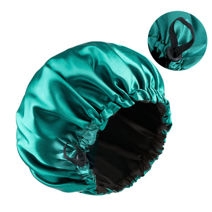 Double-layer flat buckle adjustable satin nightcap women's beauty hair care cap solid color round cap JDB-256C-7