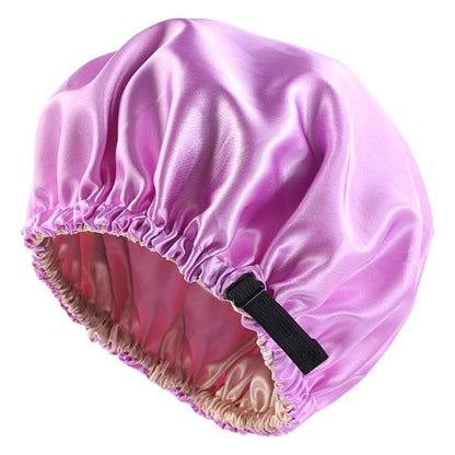 Satin nightcap invisible flat adjustable buckle artificial silk double-layer round hat shower cap beauty hair hat