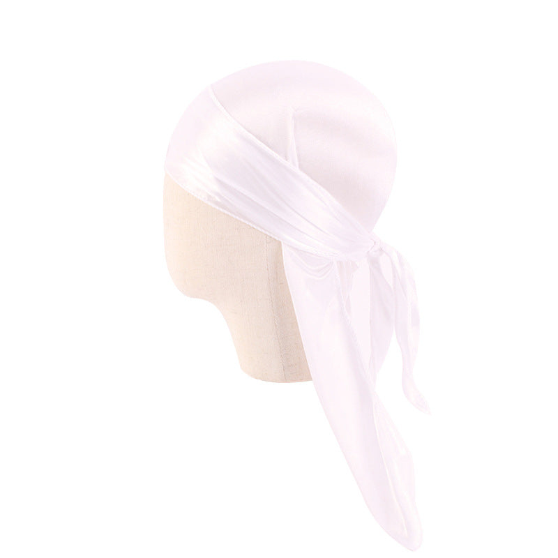 Children's Imitation Silk Pirate Hat Durag Long Tail Turban Hip Hop Cape Hat K-11