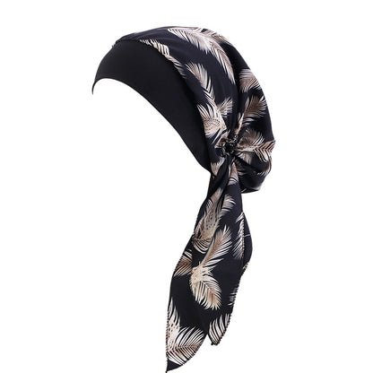 Ethnic Style Tie Tape Cap Elastic Wide Ribbon Baotou Cap Chemotherapy Cap Household Cap JDT-329C