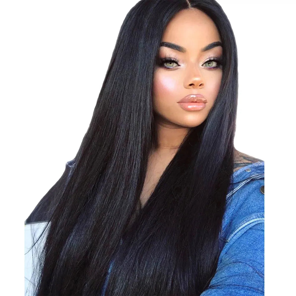 Long Middle Part Synthetic Straight Hair Lace Front Wig 24 Inches