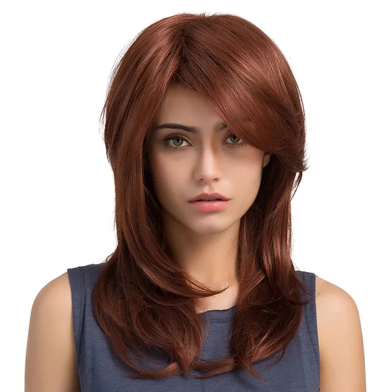 Natural Straight Red Synthetic Long Capless Women Wigs