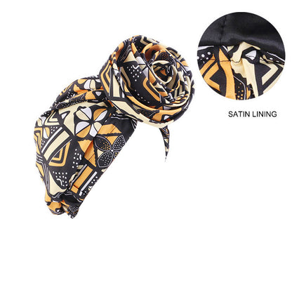 European and American Trendy Satin-Lined Turban Hat, Floral Hat, Amazon Headwrap Hat