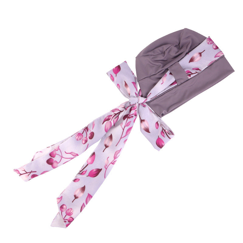 New European and American printed wide edge ribbon headband hat for outdoor tourism, beach headscarf, cross-border hat JDT-531