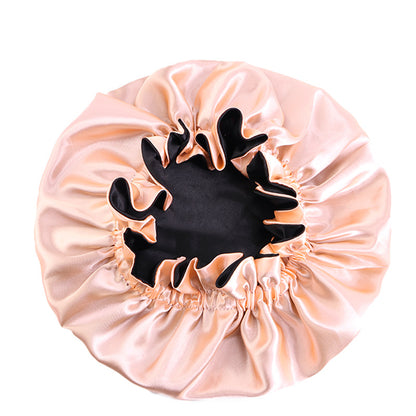 Auricularie Edge Color Solid Color Double Layer Nightcap Contrast Color Tapis Hat Silk Beauty Care Cap JDB-443A-2