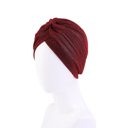 Ethnic Bright Silk Turban Hat Indian Hat Baotou Hat Chemotherapy Hat