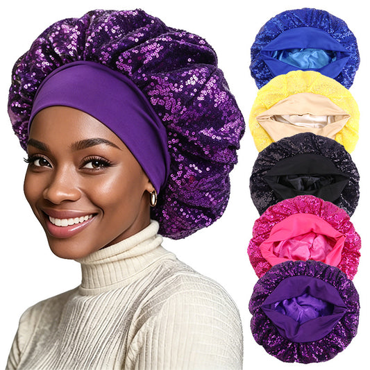 Cross border new elastic wide edge headband nightcap round hat hair care and beauty hat JDB-301U