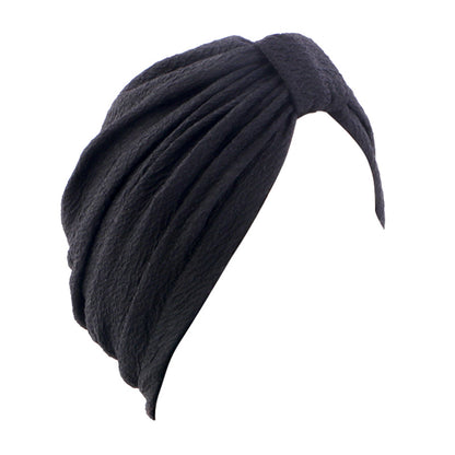 European and American Popular High-Elastic Bubble Fabric Knotted Headscarf Hat, Ethnic Hat, Turban, Chemotherapy Hat, Headscarf Hat