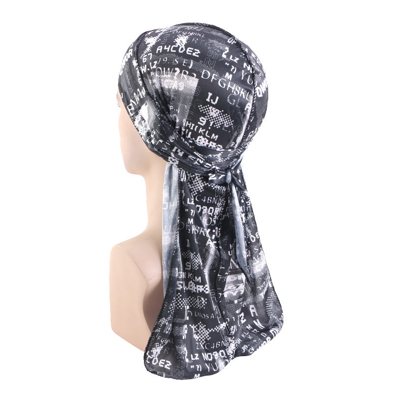 Cross-Border New Style Imitation Silk Camouflage Headscarf Hat, Long-Tailed Pirate Hat, Tie-On Head Wrap Hat Tjm-05-3H