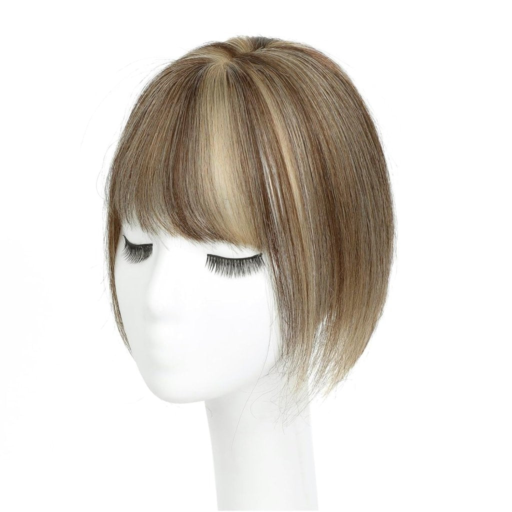 Hair Toppers for Women Real Human Hair, Bangs Hair Clip 360° 3D Cover Human Hair Topper with Bangs