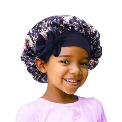 Cross-border Children's Hat Color Printed Nightcap Baby's Ribbon Tape Hat Shower Cap JDKB-21C