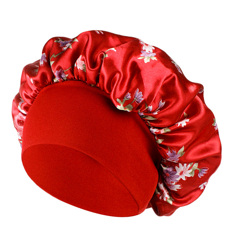 Amoeba wide-brimmed elastic hair band nightcap satin round CAP Beauty hair cap shower cap satin bonnet