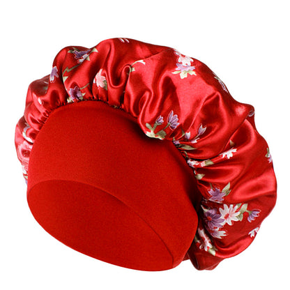 Amoeba wide-brimmed elastic hair band nightcap satin round CAP Beauty hair cap shower cap satin bonnet