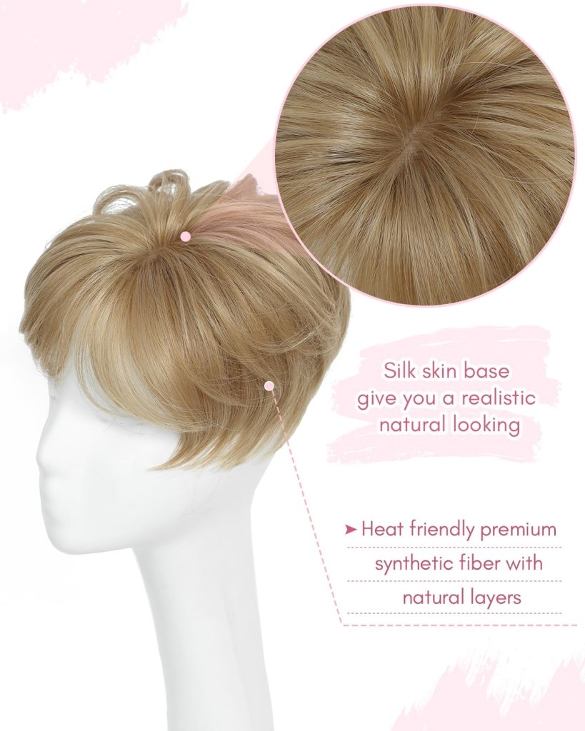 Hair Topper Short Pixie Cut Pieces for Women with Thinning Human Hair Wigs