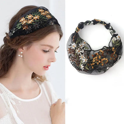 Women's Korean Style Floral Pattern Lace Material Hair Band Hair Accessories for Gift