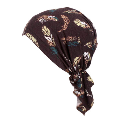 Cross-Border New Women's Cotton Braided Pirate Hat Triangle Turban Hat Printed Turban Hat Chemotherapy Hat