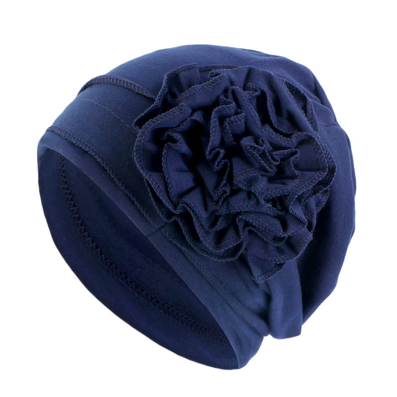 Cross-border new cotton flower elastic turf cap pullover cap moon cap chemotherapy cap JDT-417B