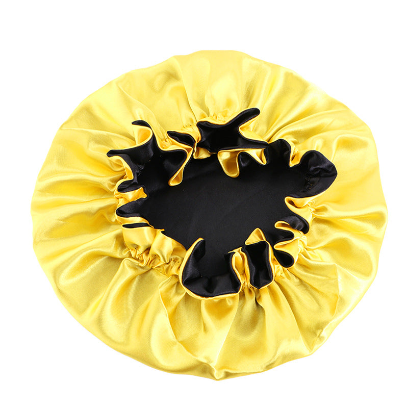 Auricularie Edge Color Solid Color Double Layer Nightcap Contrast Color Tapis Hat Silk Beauty Care Cap JDB-443A-2