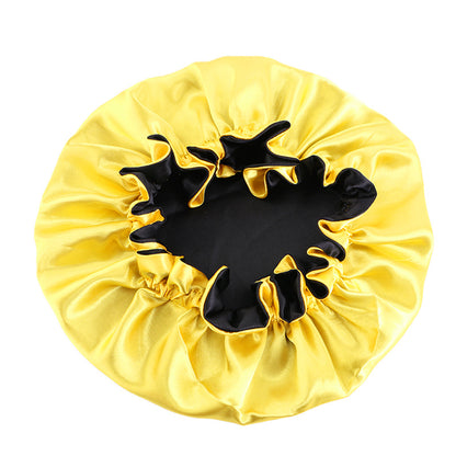 Auricularie Edge Color Solid Color Double Layer Nightcap Contrast Color Tapis Hat Silk Beauty Care Cap JDB-443A-2