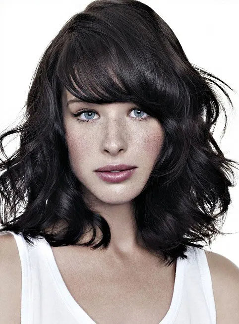 Boutique Hairstyle Super Smooth Silky Medium Wavy Wig 100% Human Hair 12 Inches for Office Beauty