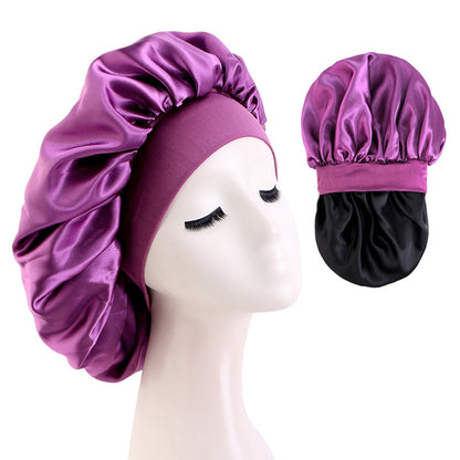 European and American Large Wide-Brimmed Elastic Double-Layer Satin Nightcap Beauty Hair Care Cap Care Cap Jdb-301S