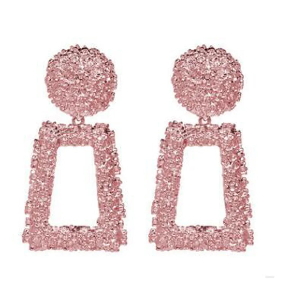 Women/Ladies Korean Style Geometric Pattern E-Plating Technic Alloy Material Drop Earrings