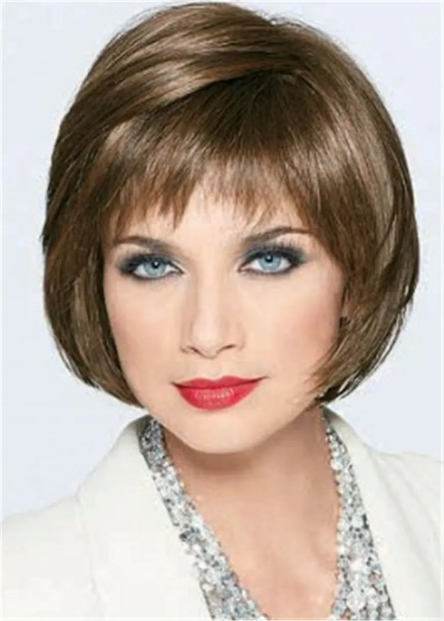 Joan Collins Smooth Cut Bob Wig Human Hair Straight Capless Wig 12 Inches
