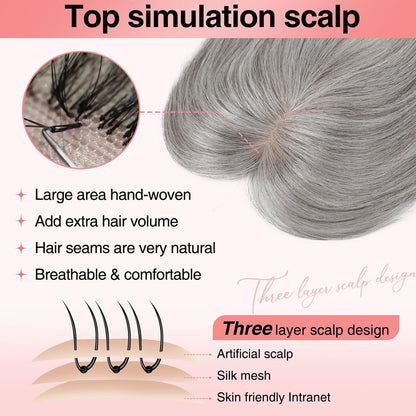 Real Human Hair Toppers for women 10 Inch Clip in Bangs for Thinning Hai Cover Hair Pieces