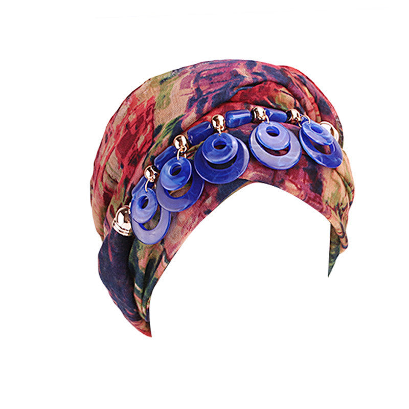 Customized Logo Bali Yarn Necklace Scarf, Ethnic Style Tie-Dye Headscarf Hat, Head Wrap Scarf Wj-22