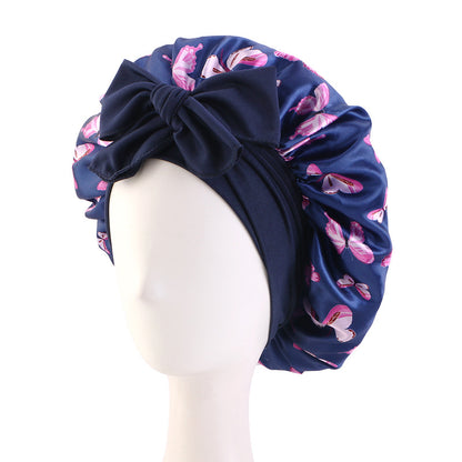 New popular butterfly printed sleep cap with elastic ribbon round cap for hair care and cloth hat JDB-301J-2 in Europe and America