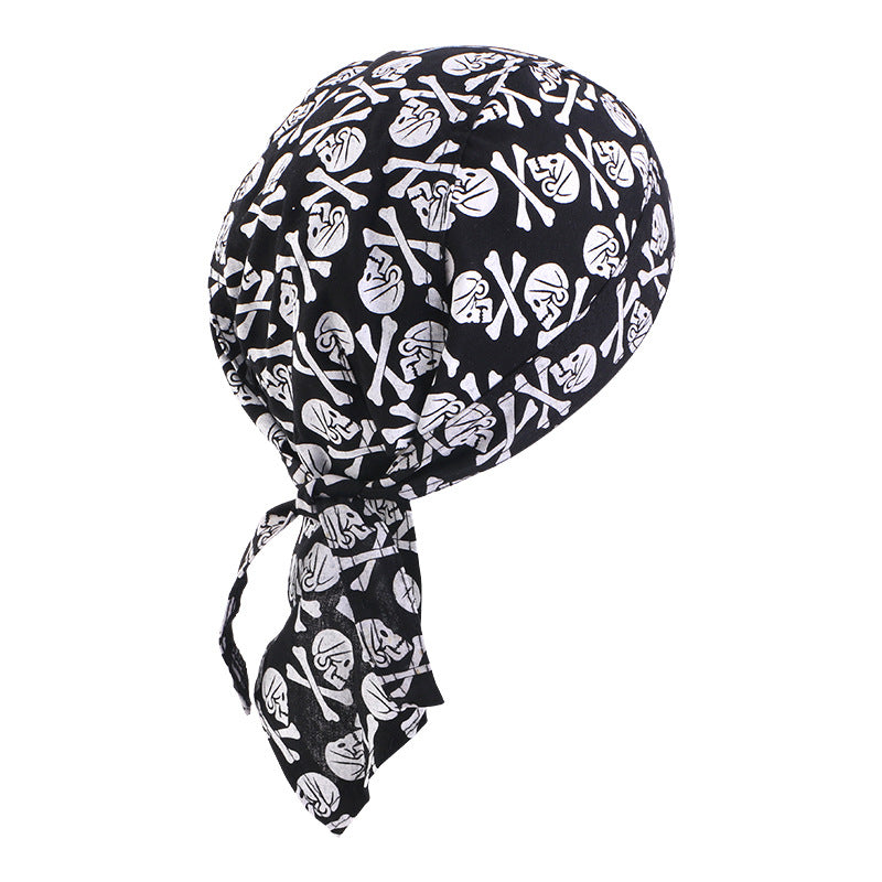 New Flame Print Pirate Hat for Men and Women, Hip-Hop Street Dance Ribbon Headwrap, Cycling Hat Jdd-09E