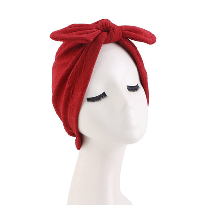 European and American new bow shaped headscarf hat for women, fashionable elastic headband cloth hat JDT-521