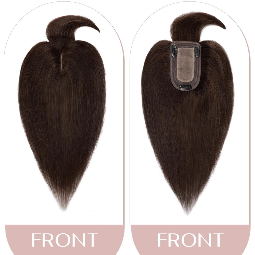 Human Hair Topper with Bangs - Real Human Hair Toppers for Women with Thin Hair