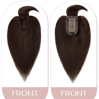 Human Hair Topper with Bangs - Real Human Hair Toppers for Women with Thin Hair