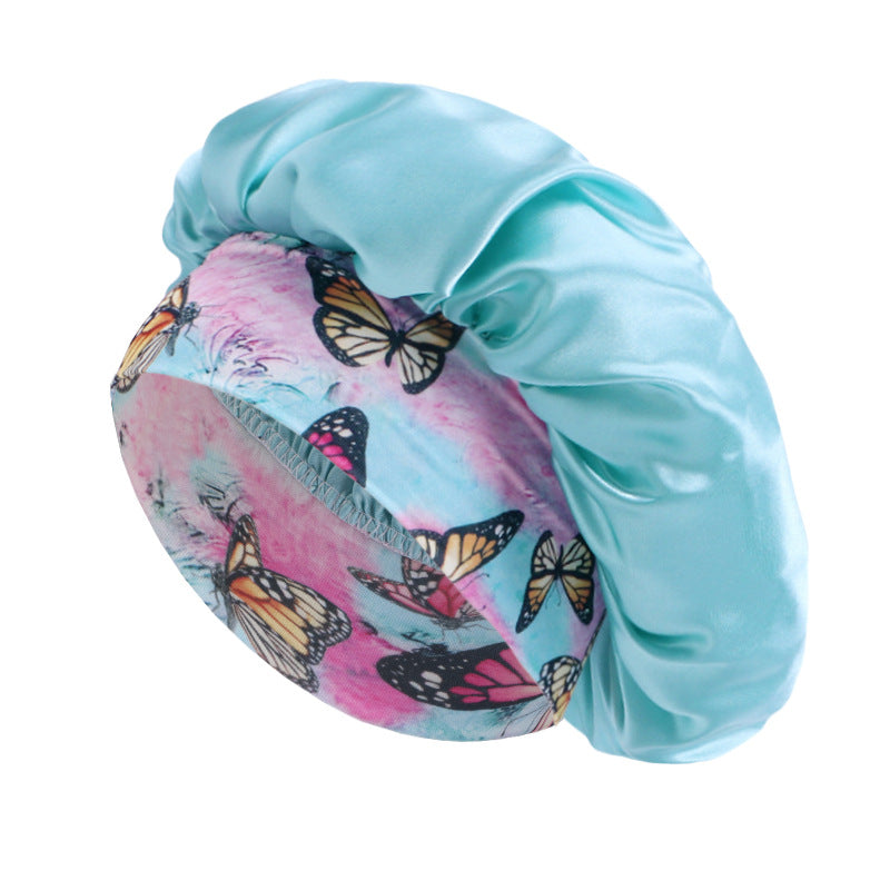 African style printed elastic wide-brimmed satin nightcap beauty makeup hair care hat JDB-405B-3